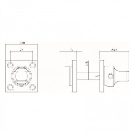 WC-SLUITING 8MM BASIC VIERKANT NIKKEL