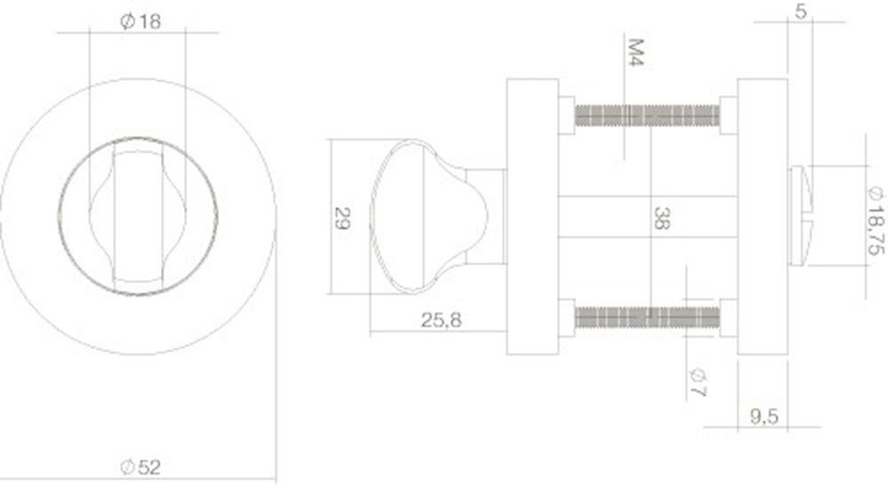WC-SLUITING 8MM ROND SCHROEFROZET ZWART