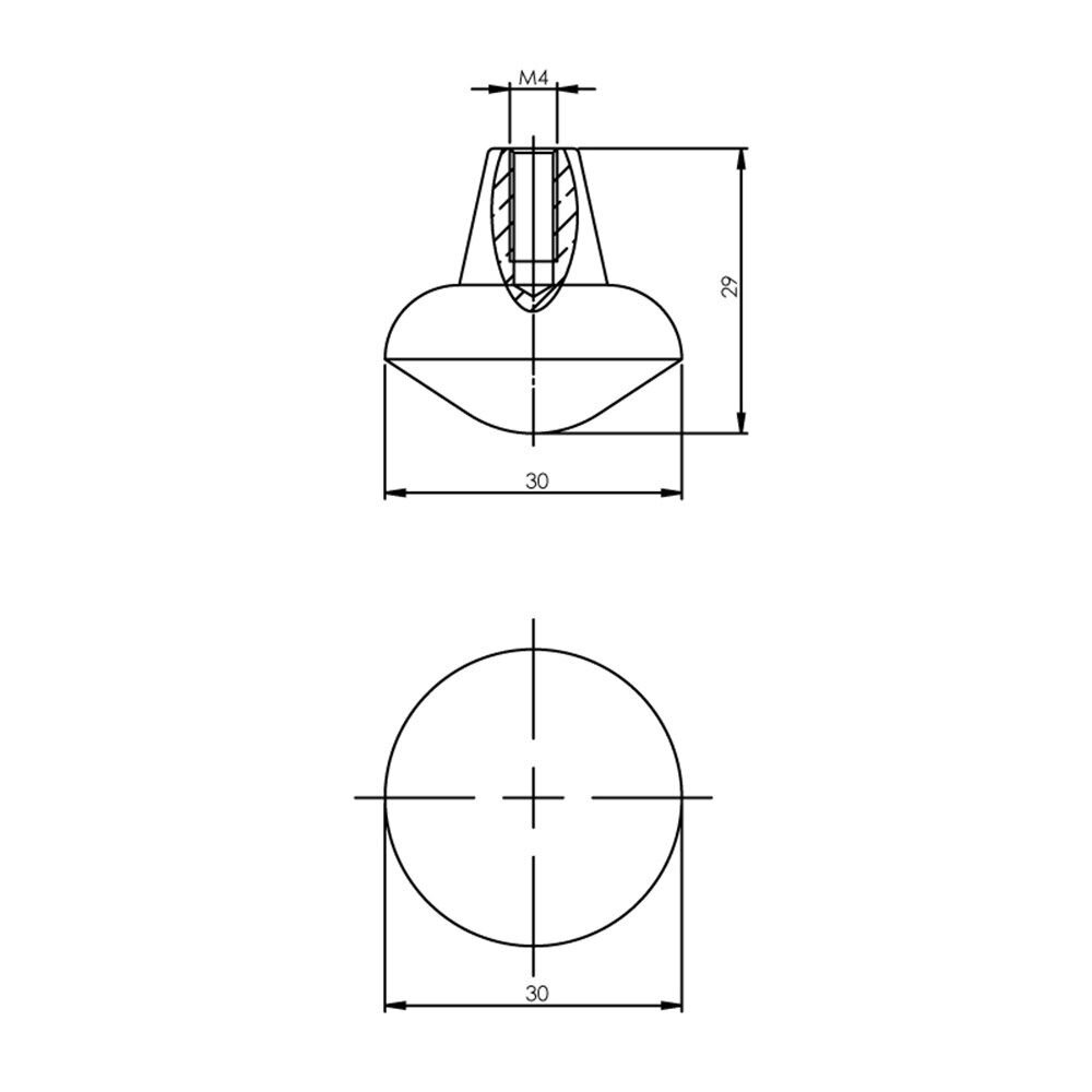 KNOP PUNT ROND 30MM MAT ZWART