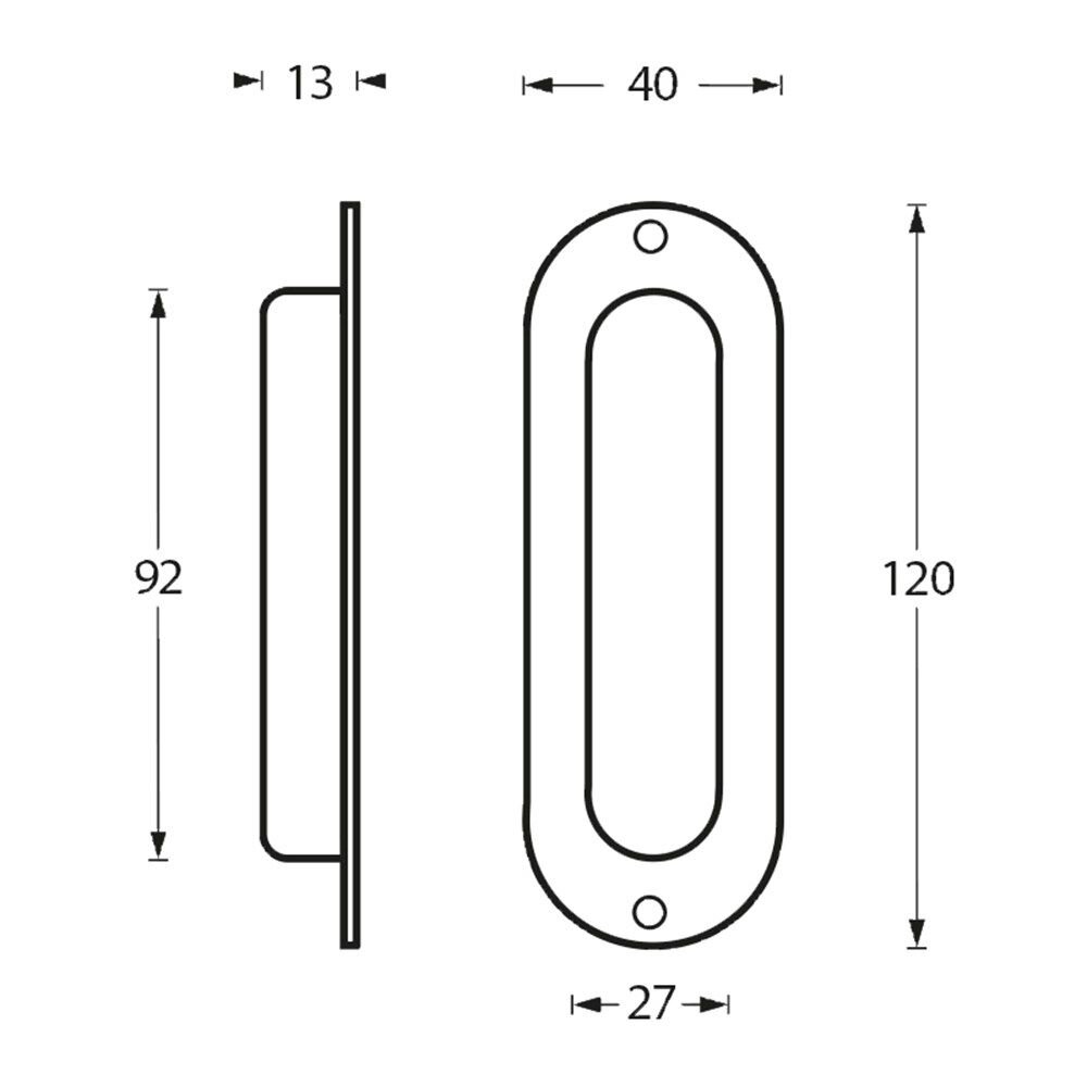 SCHUIFDEURKOM OVAAL 120 X 40MM RVS GEBORSTEL