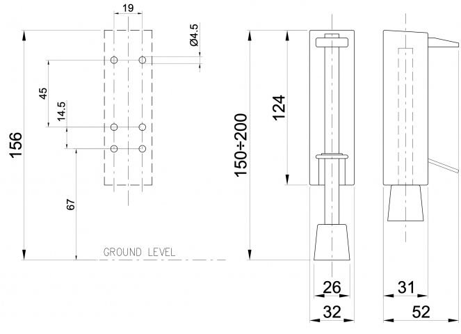 DEURVASTZETTER VOETSTIFT ZWART 30 X 122MM