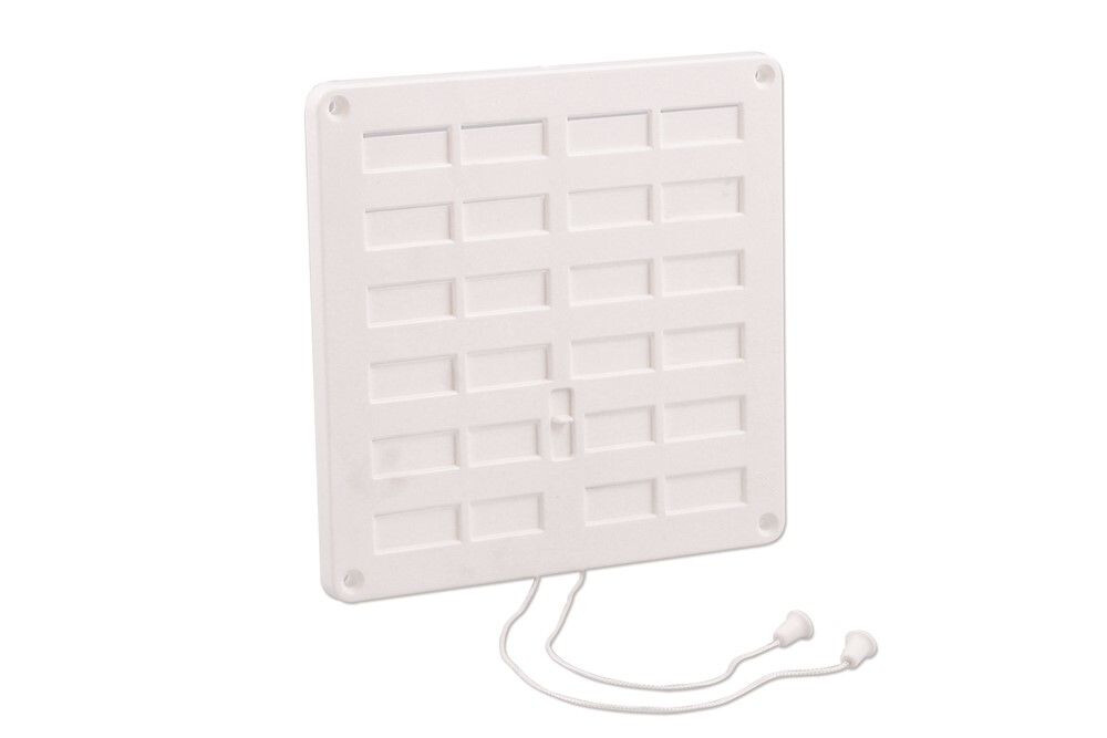 AFSLUITBAAR VENTILATIEROOSTER 200 X 200MM MET TREKKOORD, WIT