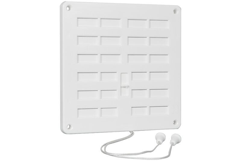 AFSLUITBAAR VENTILATIEROOSTER 160 X 160MM MET TREKKOORD, WIT