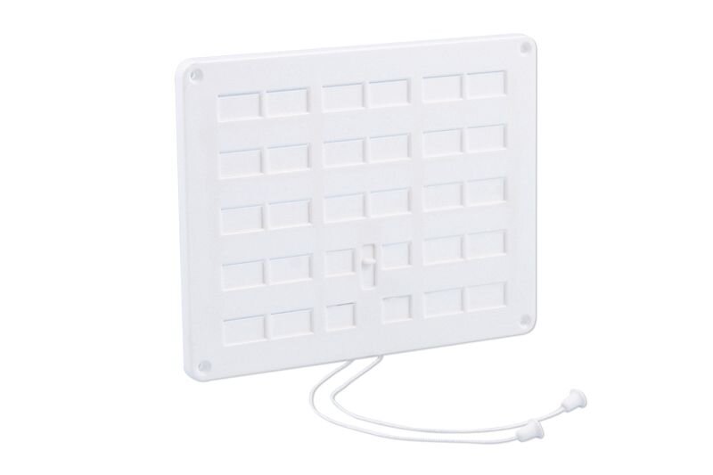 AFSLUITBAAR VENTILATIEROOSTER 300 X 250MM MET TREKKOORD, WIT