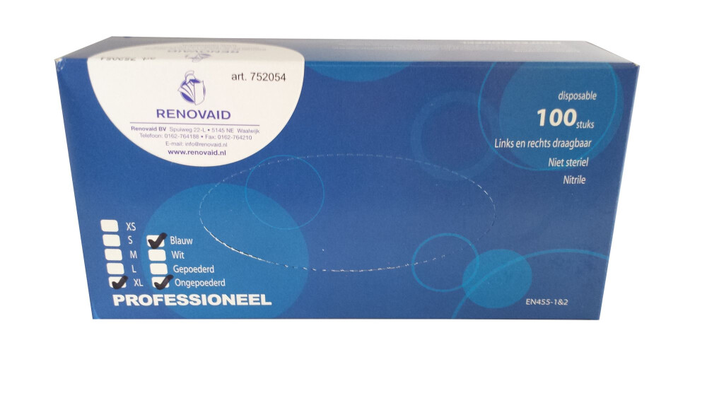 RENOVAID HANDSCHOEN NITRILE DOOS =100 ST