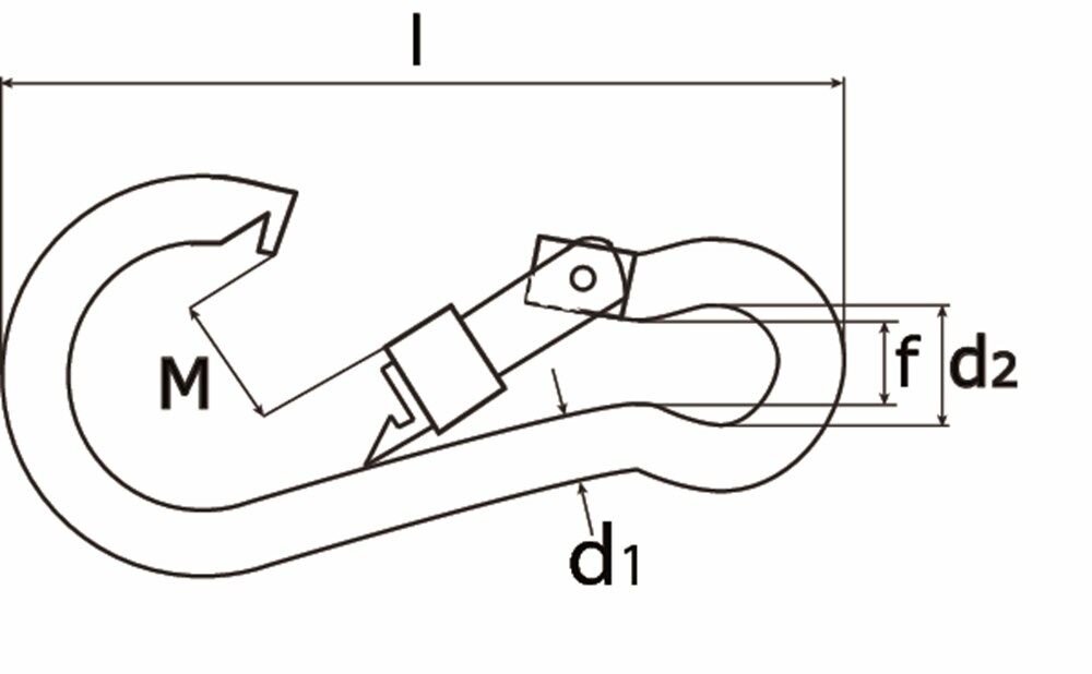 KARABIJNHAAK MET SCHROEF 60 X 6MM RVS 316