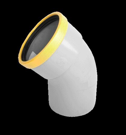PVC RUBBER MANCHET BOCHT 400MM 45° M/S GRIJS