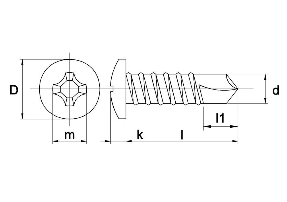 ZELFBORENDE SCHROEF BOLKOP 3,9MM X 13MM