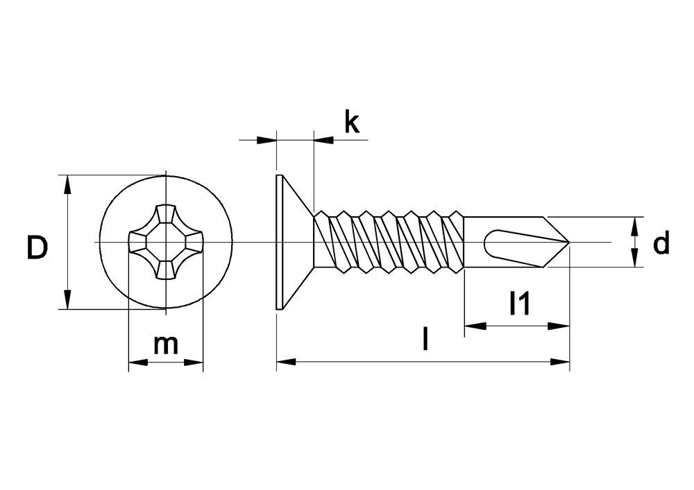 ZELFBORENDE SCHROEF PLATKOP 4,8MM X 25MM