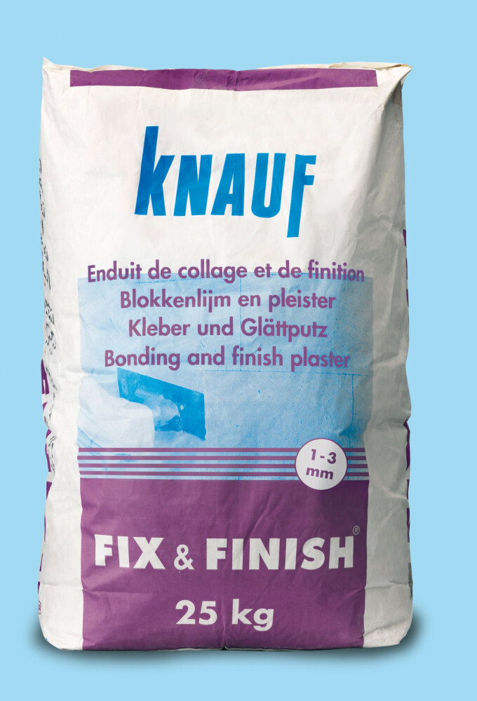 FIX & FINISH - BLOKKENLIJM EN PLEISTERGIPS ZAK 25 KG