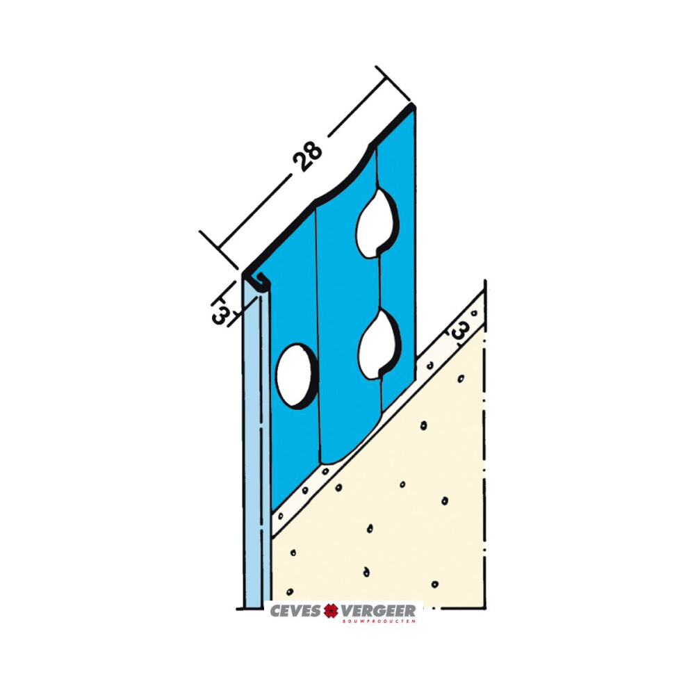 STUCSTOPPROFIEL BINNEN 3MM ALU-ZINK 2,6M