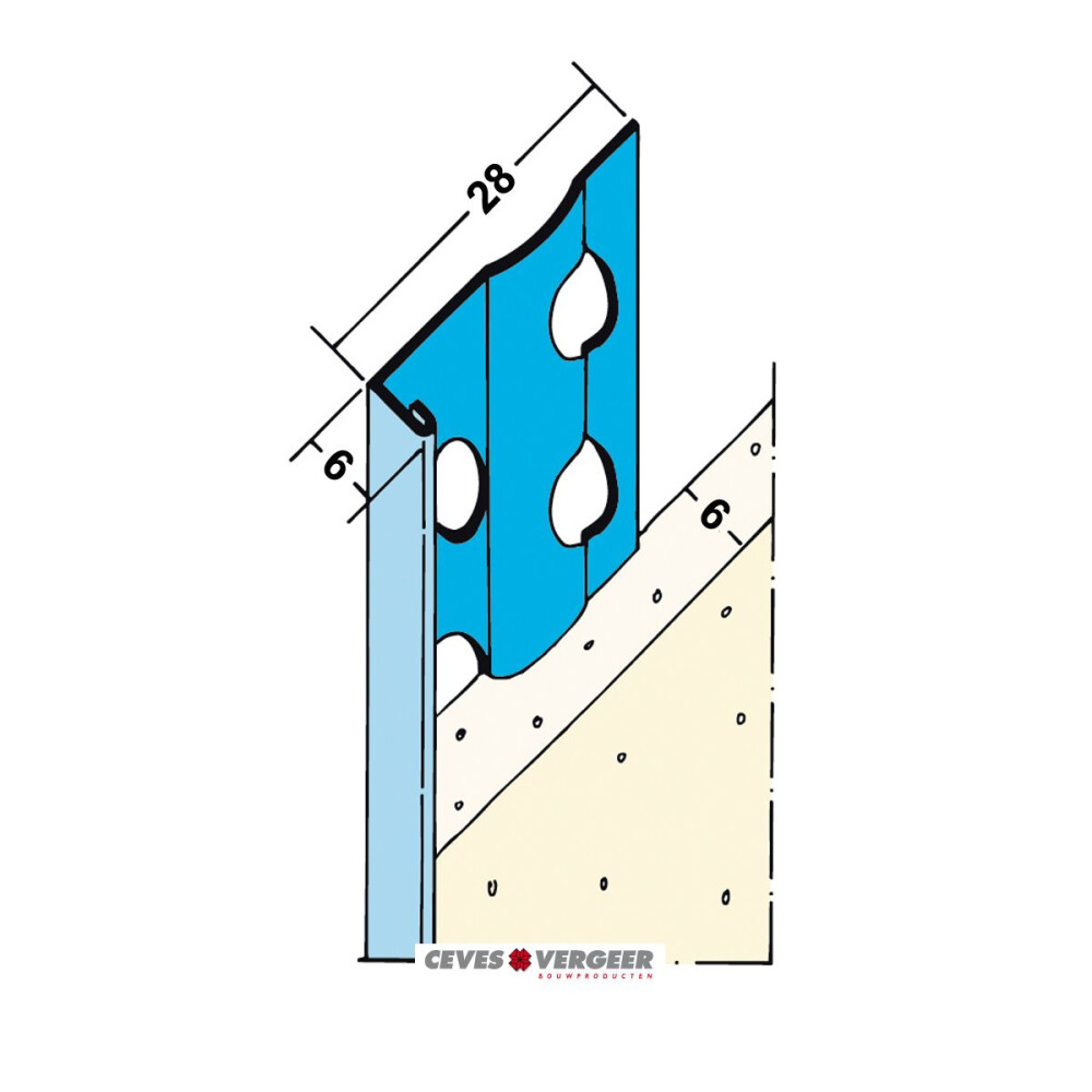 STUCSTOPPROFIEL VERZINKT STAAL L= 2600MM - 1216H-2.60