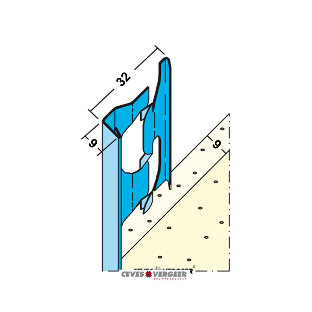STUCSTOPPROFIEL VERZINKT STAAL L= 3000MM - 1211-3.00
