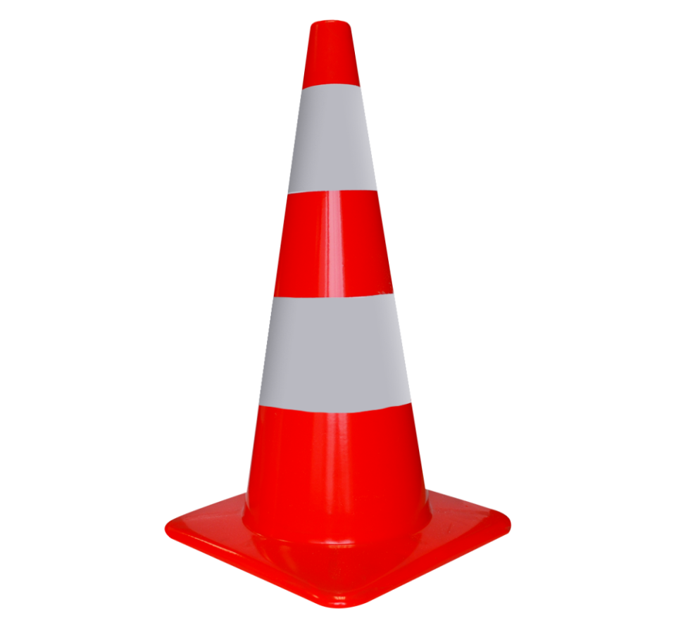 VERKEERSKEGEL 75CM VERZWAARDE VOET