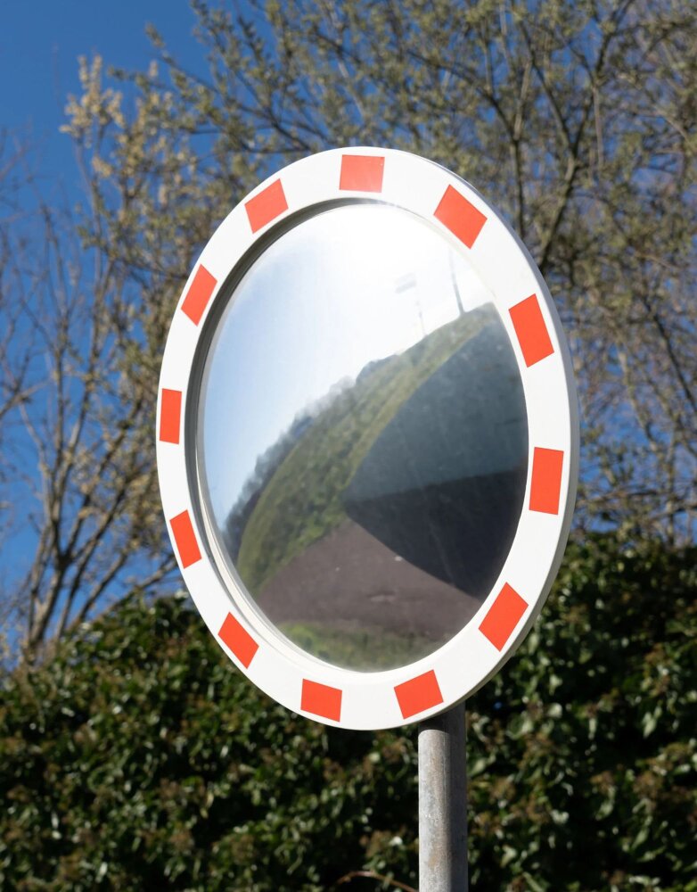 VERKEERSSPIEGEL ACRYL ROOD/WIT 50 CM