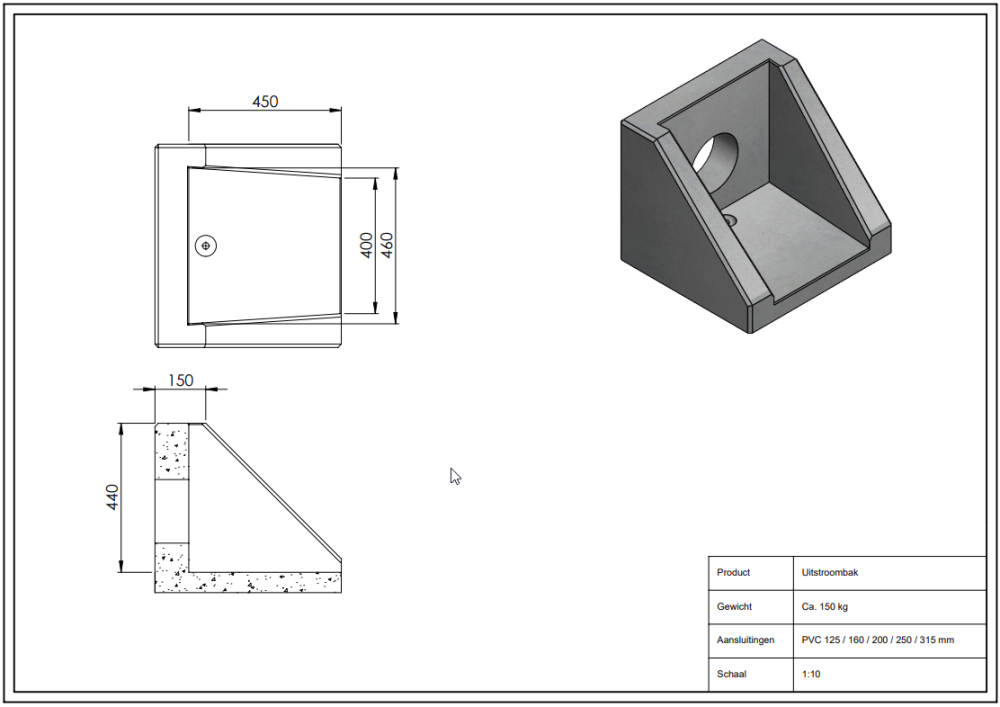 BETONNEN UITSTROOMBAK 46X45X44CM 315MM